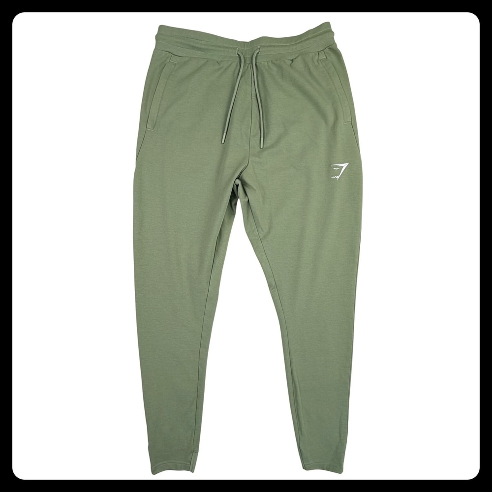 Gymshark Jogger Pants Men Medium Sage Green Athletic Sweatpants Tapered Fit Gym‎